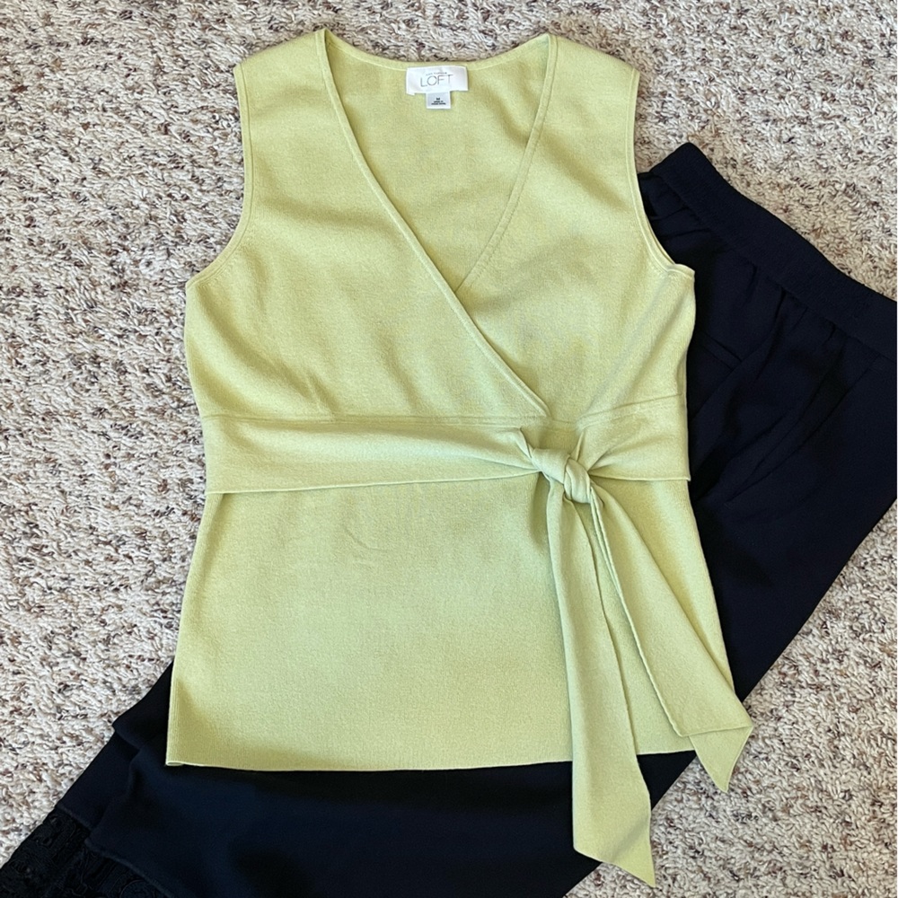 Loft sleeveless sweater with knotted waist